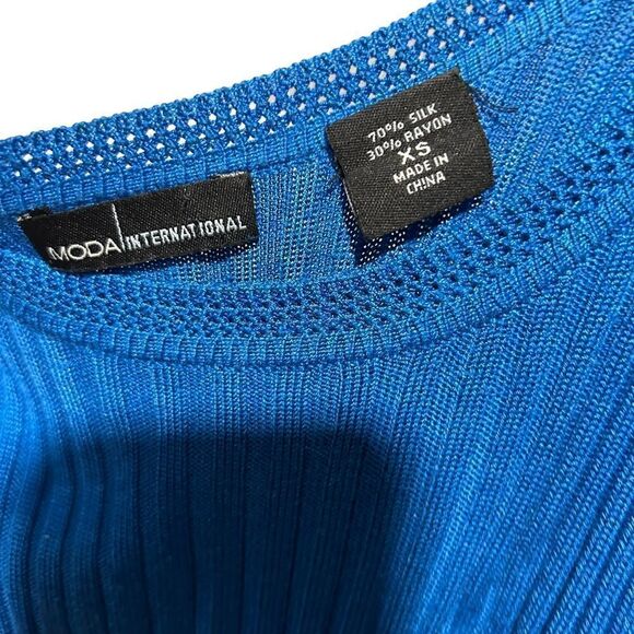 Revolve Moda International Cobalt Blue Silk Blend Tank Top Blouse - Picture 6 of 8
